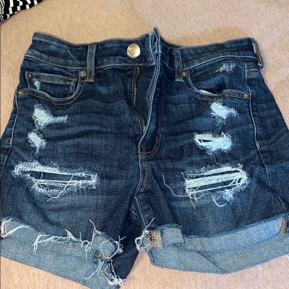 High waisted ripped jean shorts